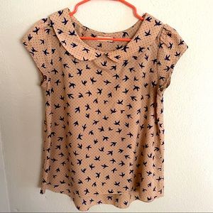 Capped Sleeve Short Sleeve Blouse